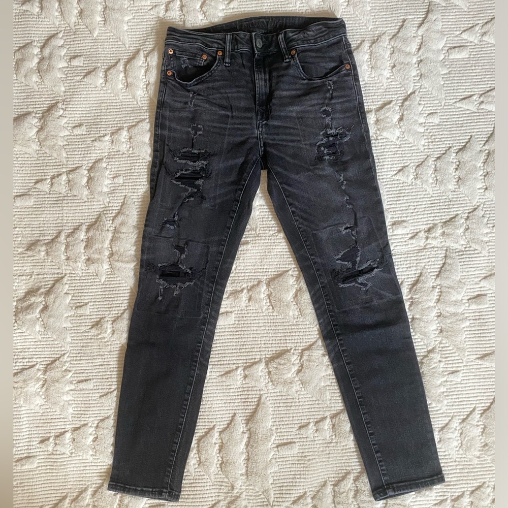 American Eagle Outfitters Black Distressed Skinny Jeans